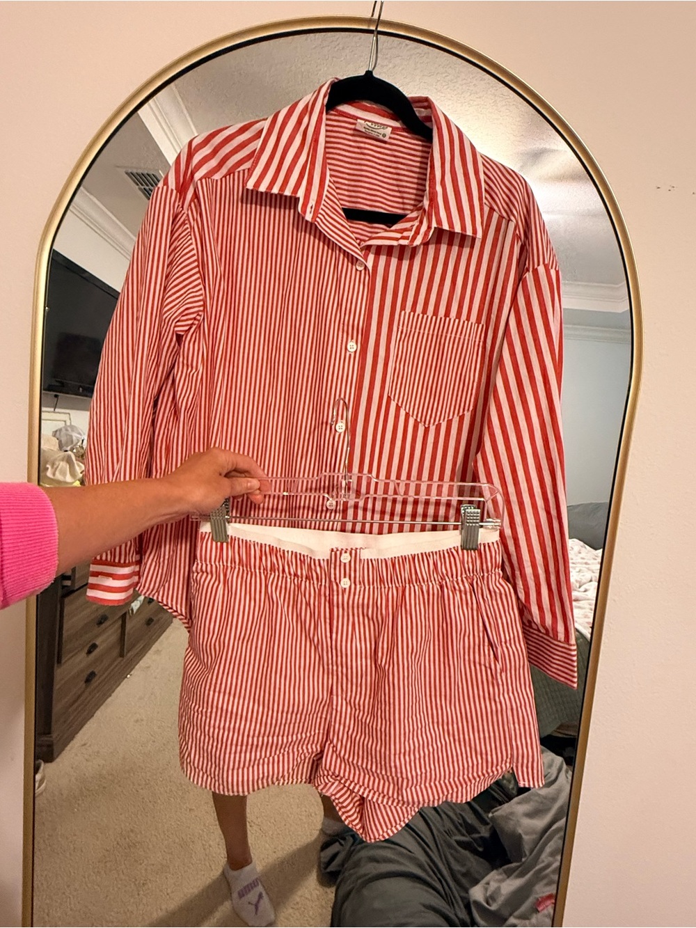 Willow Red and White Striped Button-Up Top and Shorts Set
